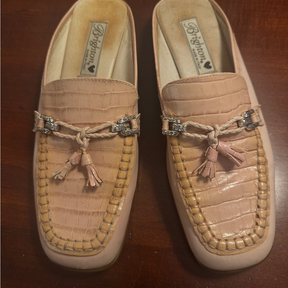 Brighton Leather Croc Embossed Mule Loafers Size 8 | Y2K - Picture 2 of 9
